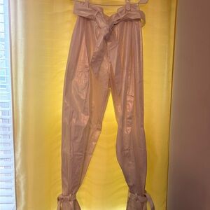 Chic Cream Tie-Waist Women's Cropped Pants